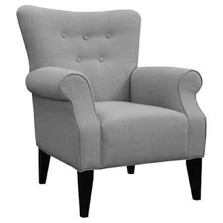 Upholstered Chair with Wing-Tipped and Button Tufted Back